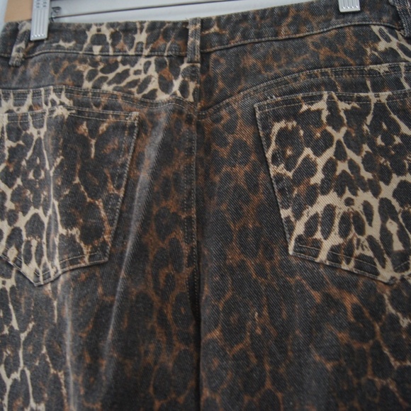 Edikted Animal Print Jeans Cheetah Leopard Print Wide Leg Baggy Jeans Medium - Picture 7 of 9
